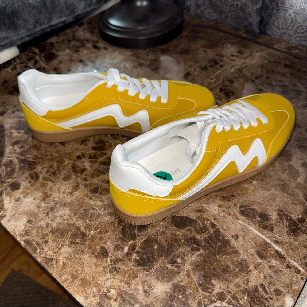 Yellow and White Women's Sneakers